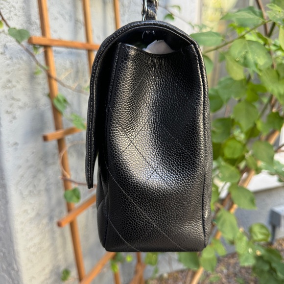 SOLD Chanel Caviar Leather Jumbo Single Flap Shoulder Bag - Picture 10 of 16